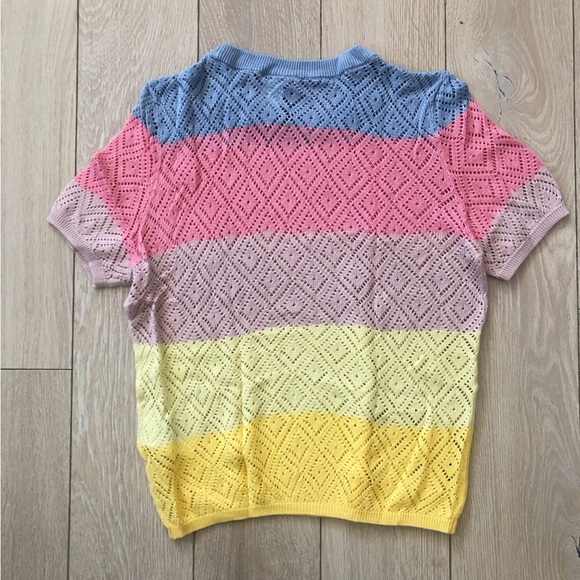 H&M Multicolored Lace Knit Short Sleeve Top Size S - Picture 4 of 10